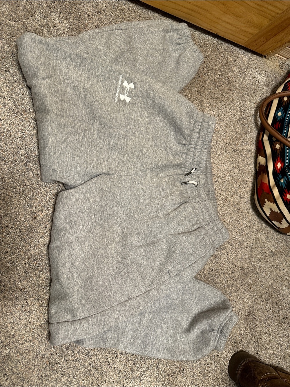 Under Armour Heather Gray Fleece Shorts with Logo